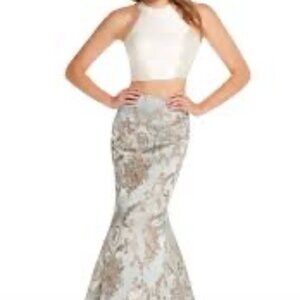 ALYCE PROM GOWN - NWT SIZE 8 - BLUE AND IVORY
